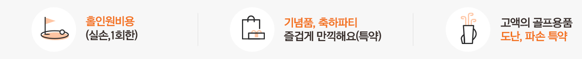 홀인원비용(실손,1회한) 기념품,축하파티 즐겁게 만끽해요(특약) 고액의 골프용품 도난,파손 특약