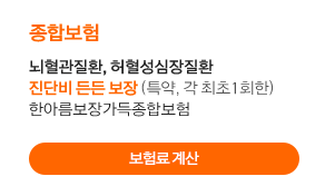 종합보험 - 뇌혈관질환, 허혈성심장질환 진단비 든든 보장(특약, 각 최초1회한) 한아름보장가득종합보험