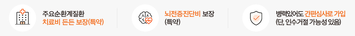 주요순환계질환 치료비 든든 보장(특약) 뇌전증진단비 보장(특약) 병력있어도 간편심사로 가입(단, 인수거절 가능성 있음)