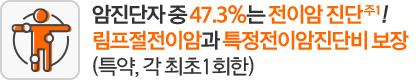암진단자 중 47,3%는 전이암 진단! 림프절전이암과 특정전이암진단비 보장(특약, 각 최초1회한)